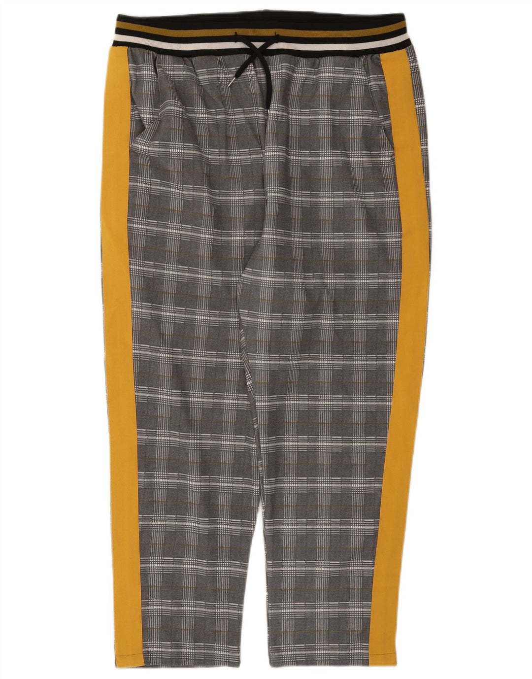 Pantaloni da tuta corti da donna Zara UK 14 Poliestere grande grigio a quadri