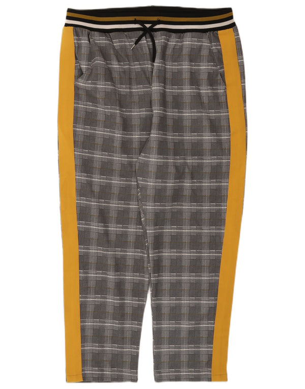 Pantaloni da tuta corti da donna Zara UK 14 Poliestere grande grigio a quadri