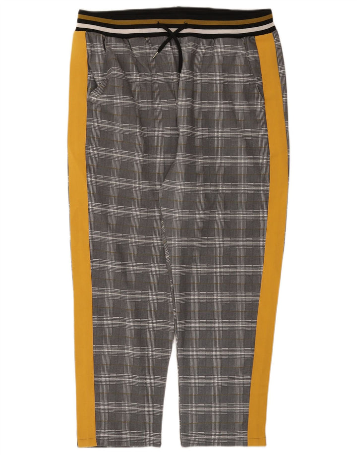 Pantaloni da tuta corti da donna Zara UK 14 Poliestere grande grigio a quadri