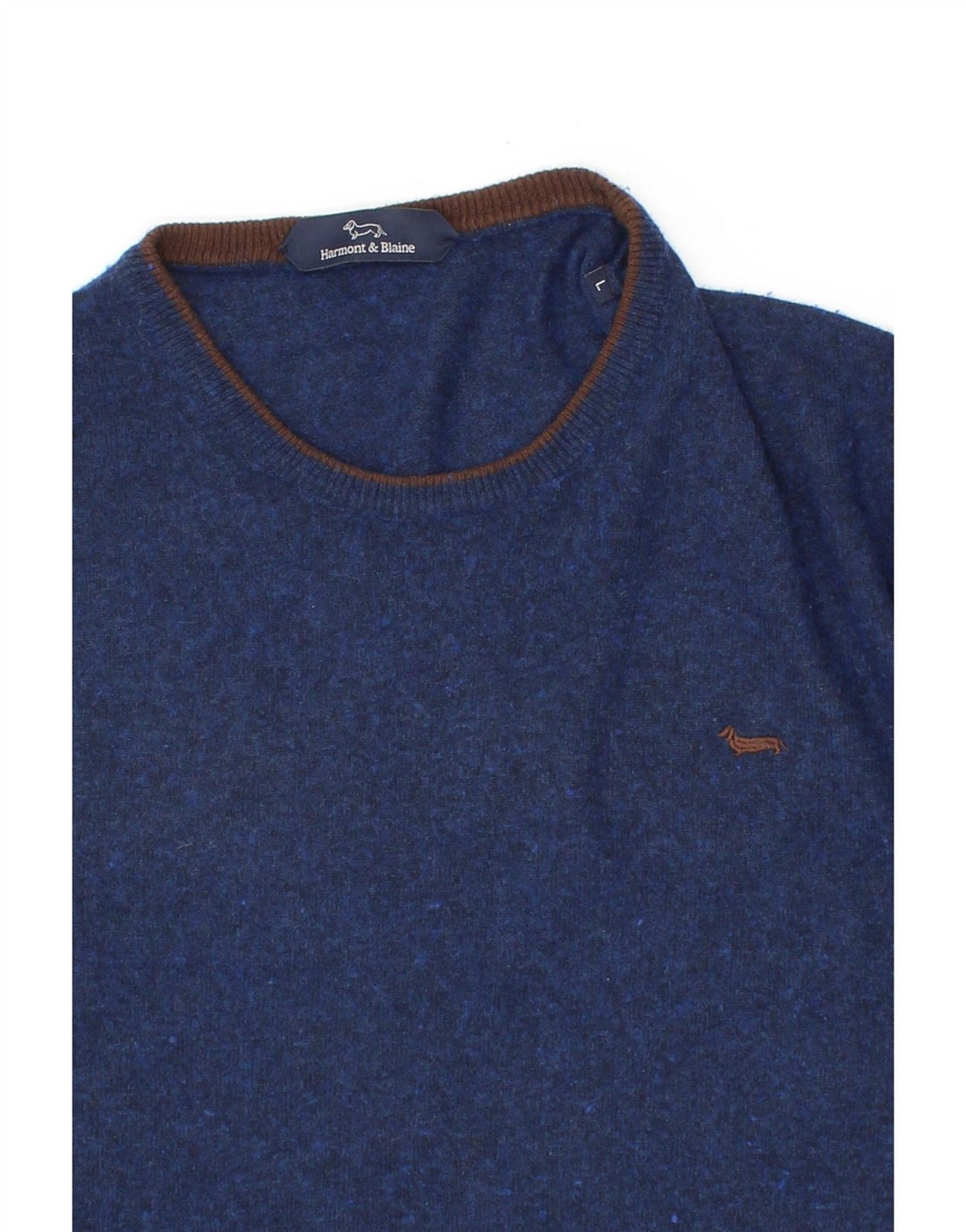 HARMONT & BLAINE Maglione maglione girocollo da uomo grande lana blu navy
