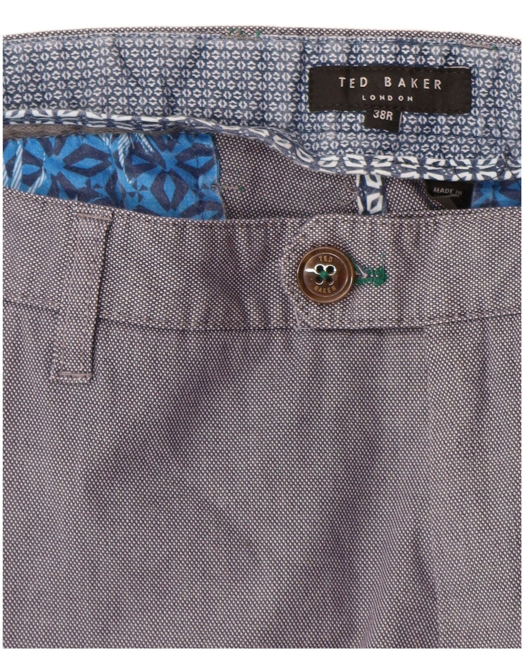 Pantaloni chino dritti da uomo Ted Baker W38 L30 cotone blu