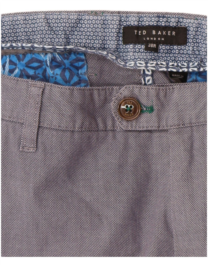 Pantaloni chino dritti da uomo Ted Baker W38 L30 cotone blu
