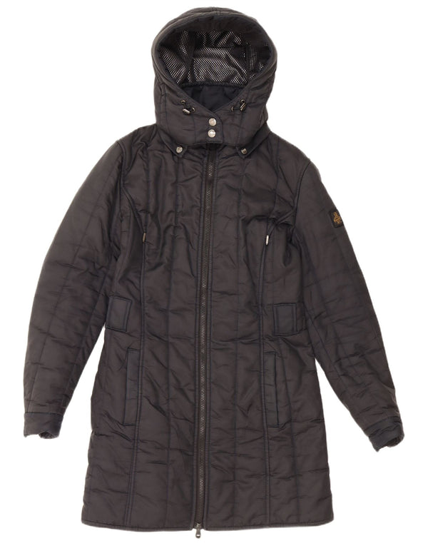 REFRIGIWEAR Cappotto imbottito con cappuccio da donna UK 14 medio blu navy in poliammide