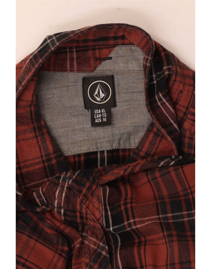 Camicia in flanella da uomo Volcom XL a quadri arancioni