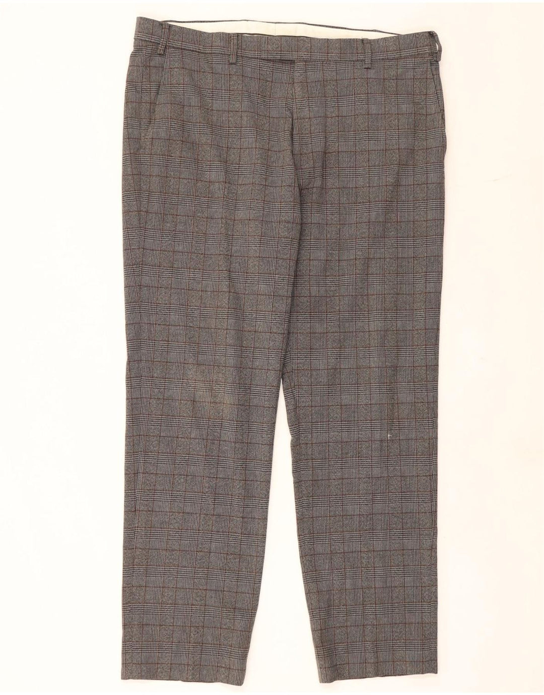 Pantaloni da abito vestibilità regolare Marks & Spencer da uomo W38 L31 Poliestere a quadri grigi