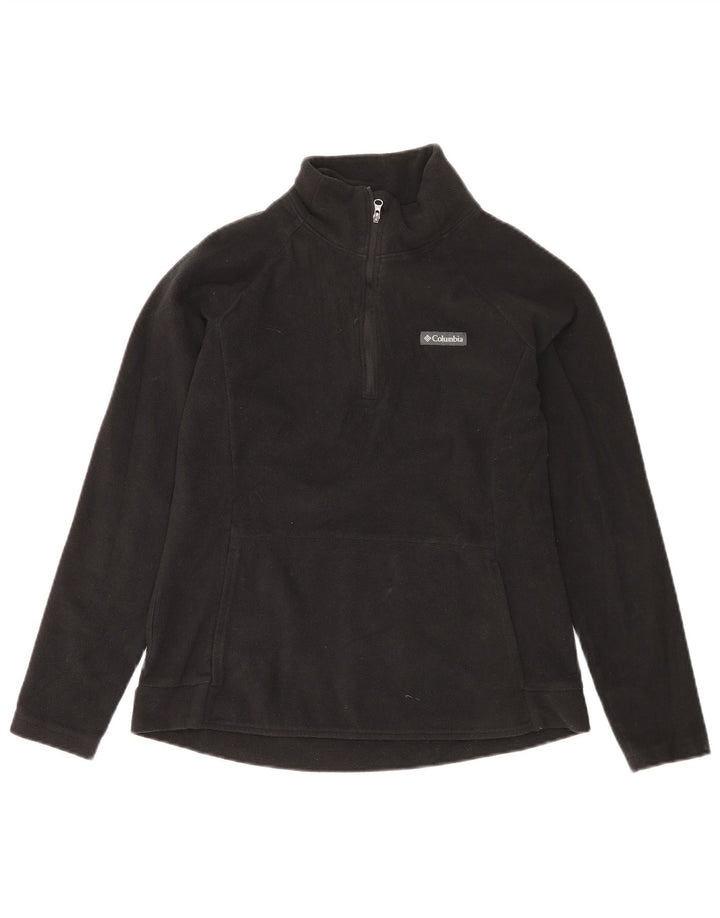 Maglione in pile Columbia da donna con collo e zip UK 14 grande poliestere nero