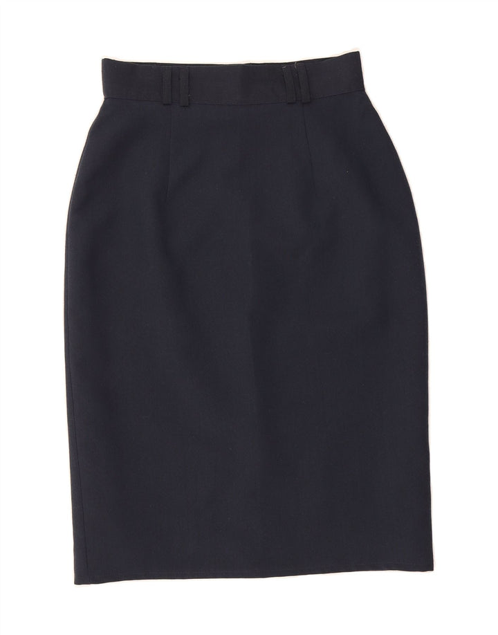 ST. BERNARD Womens Pencil Skirt UK 10 Small W22 Navy Blue Polyester Vintage St. Bernard and Second-Hand St. Bernard from Messina Hembry 