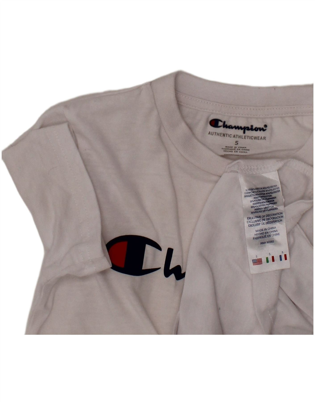 T-shirt grafica per ragazzi CHAMPION Top 4-5 anni in cotone bianco