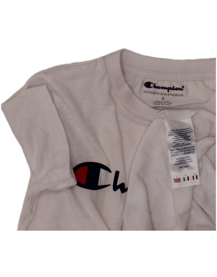 T-shirt grafica per ragazzi CHAMPION Top 4-5 anni in cotone bianco