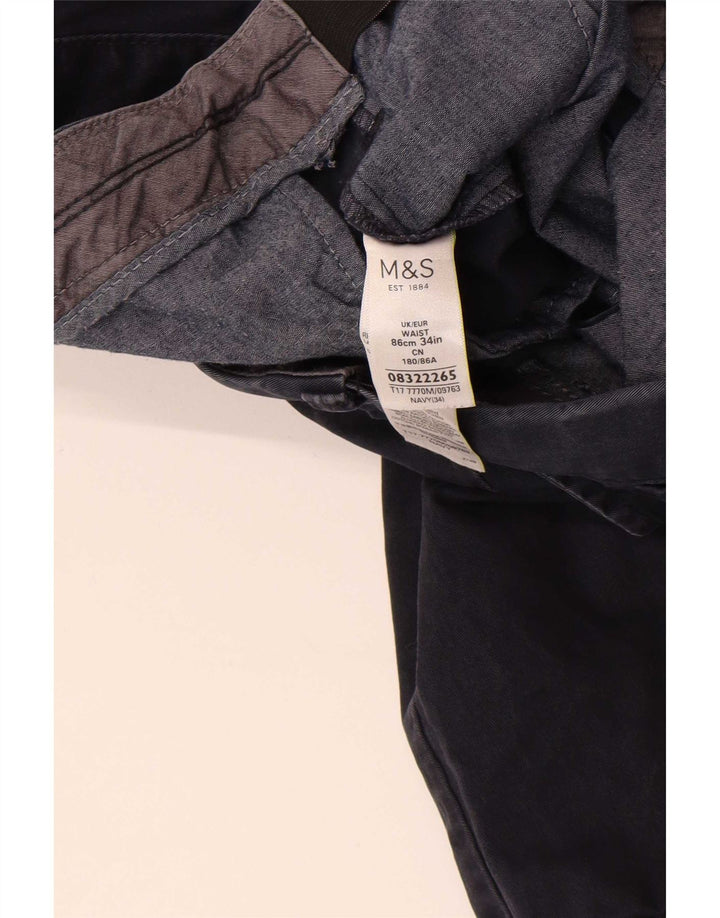 Pantaloncini chino da uomo Marks & Spencer W34 grandi in cotone blu navy
