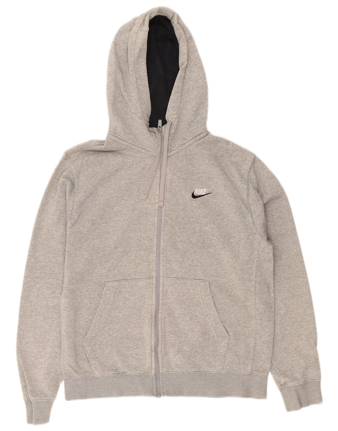 Felpa con cappuccio e zip Nike da uomo in cotone screziato grigio medio
