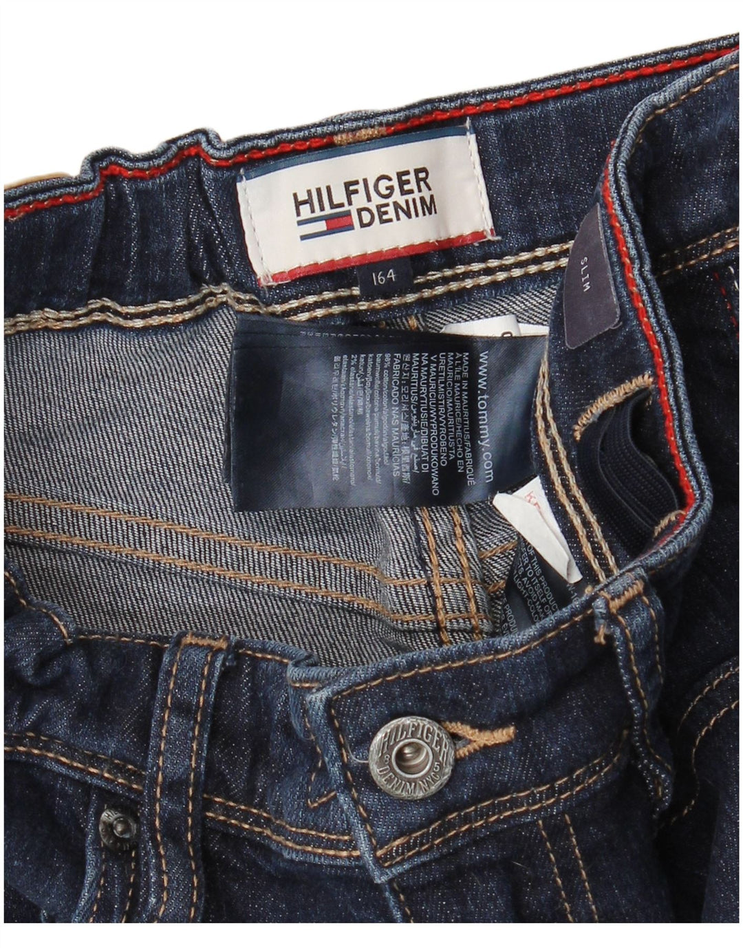 TOMMY HILFIGER Jeans slim da ragazzo 13-14 anni W26 L29 Cotone blu