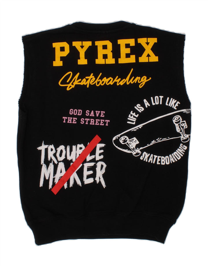 PYREX Boys Graphic T-Shirt Top 11-12 Years large Black Cotton Vintage Pyrex and Second-Hand Pyrex from Messina Hembry 
