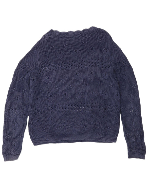 Maglione maglione con scollo a barca da donna Fat Face UK 14 Grande cotone blu navy