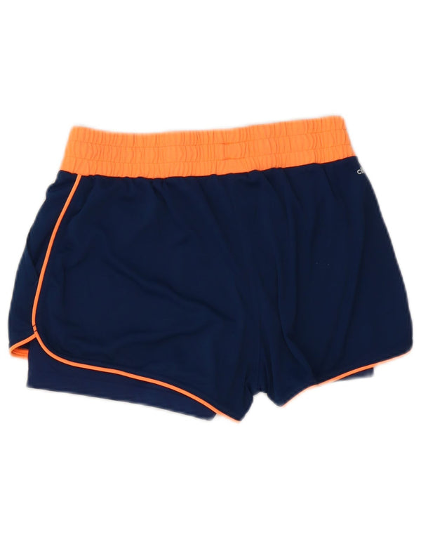 Pantaloncini sportivi Adidas Climalite da donna UK 8/10 Small Blu Navy Colourblock