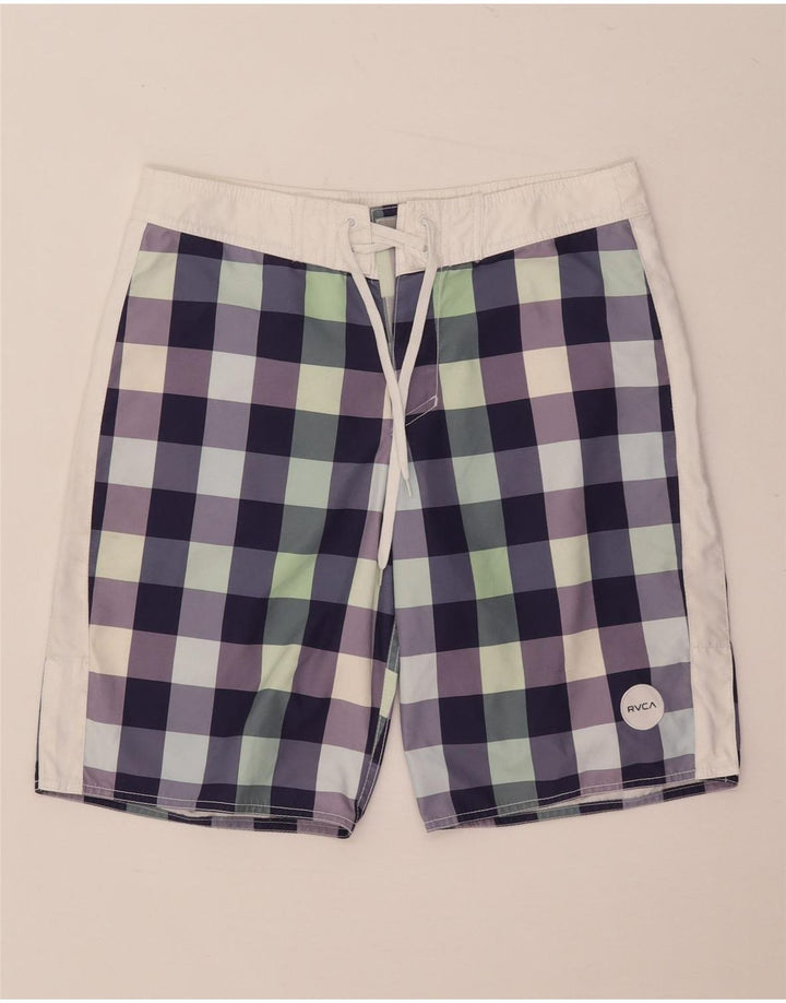 Pantaloncini da bagno da uomo RVCA poliestere a quadretti multicolore medio