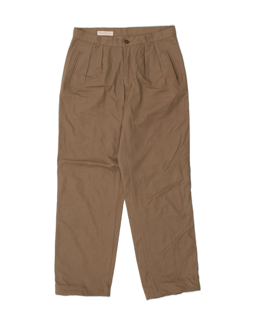 VINTAGE Mens Pegged Chino Trousers W32 L29 Brown Polyester Vintage Vintage and Second-Hand Vintage from Messina Hembry 