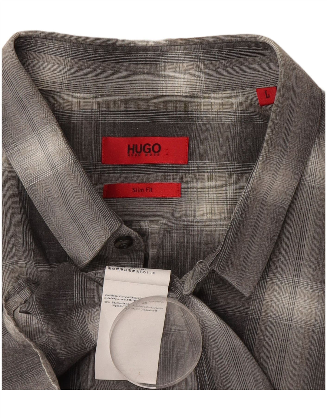 Camicia slim fit da uomo Hugo Boss, cotone a quadri grigi grandi