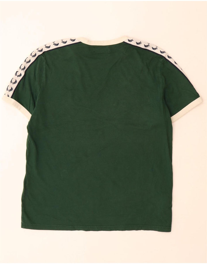 FRED PERRY T-shirt grafica da uomo Top grande in cotone color block verde