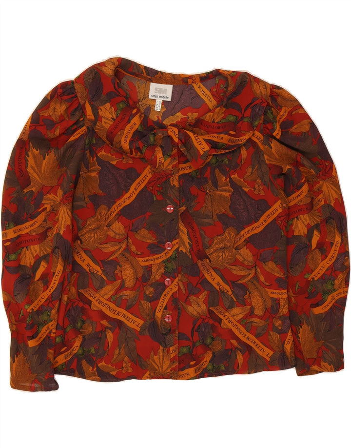 VINTAGE Womens Abstract Pattern Shirt Blouse UK 10 Small Brown Vintage Vintage and Second-Hand Vintage from Messina Hembry 