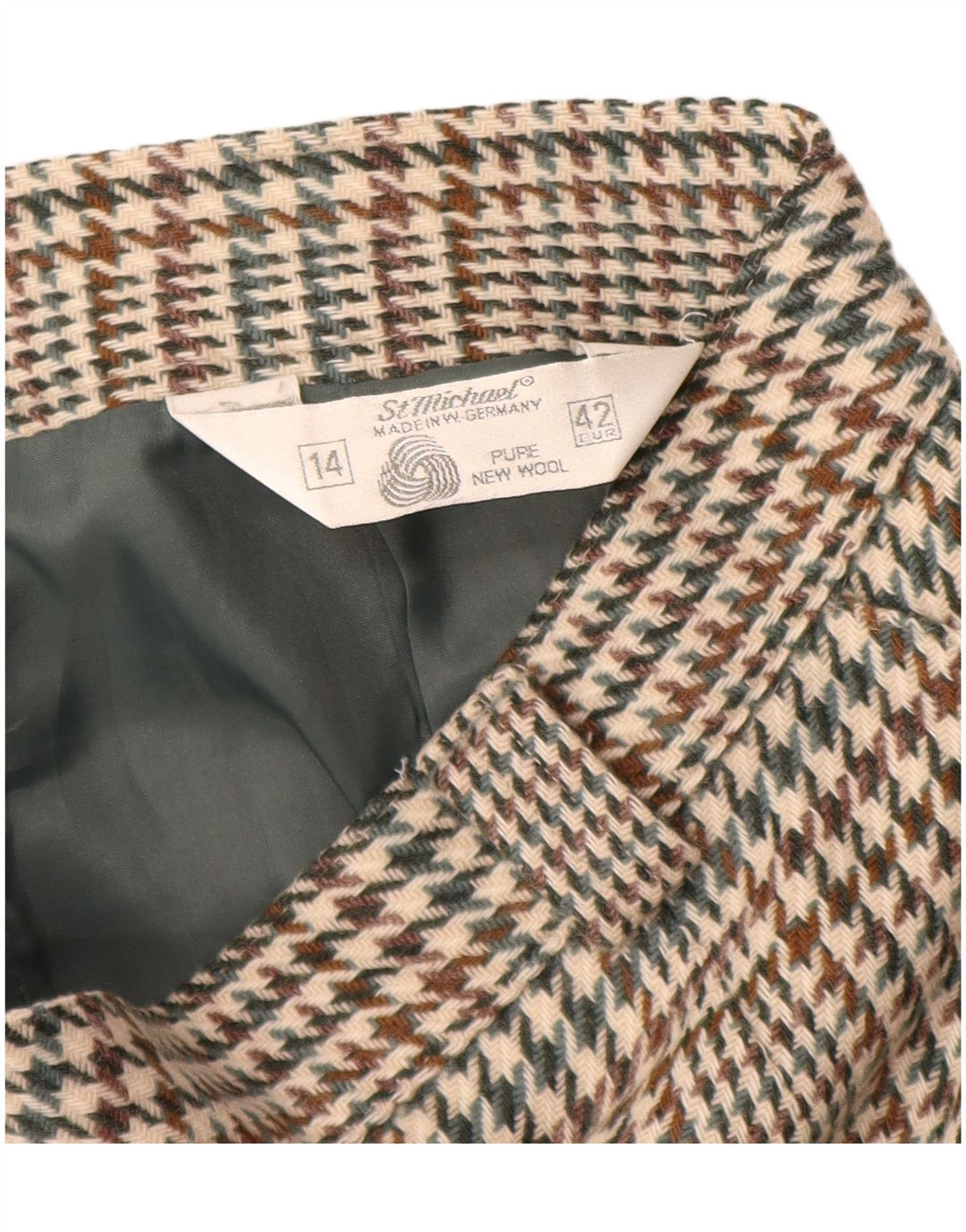 Gonna a tubino da donna ST MICHAEL UK 14 Grande W28 Pied de poule beige