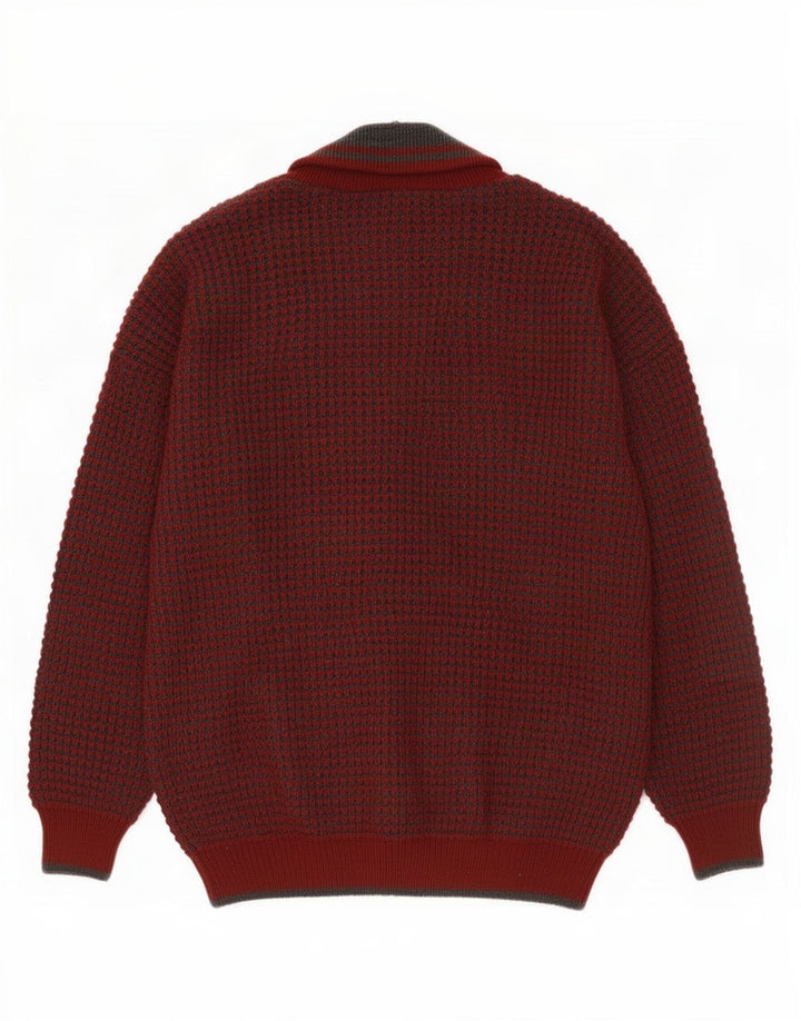Maglione cardigan da uomo vintage IT 48/50 lana bordeaux media