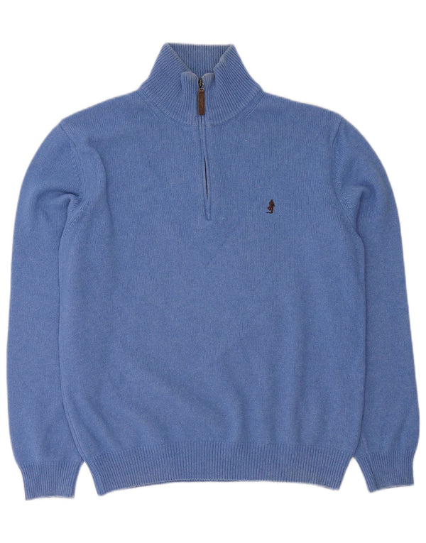 Marlboro Classics Maglione da uomo con zip e collo in lana blu medio