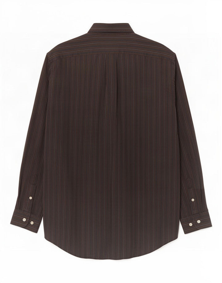 Camicia da uomo Marlboro Classics Large in cotone a righe marroni