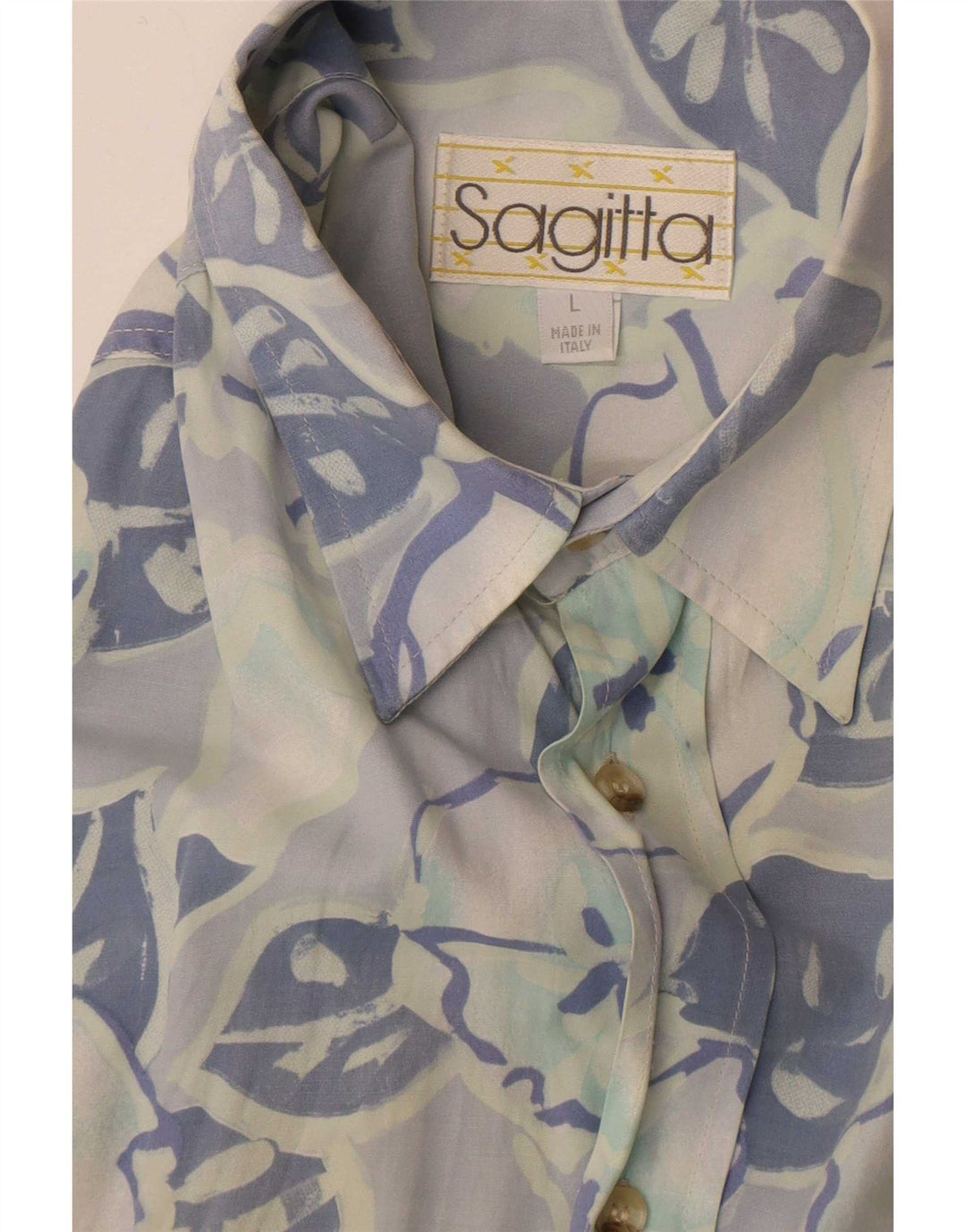 Camicia vintage da uomo a maniche corte grande floreale blu