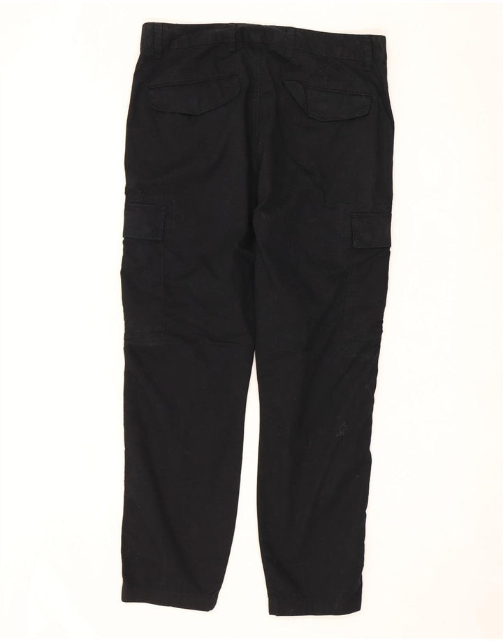 MARKS & SPENCER Pantaloni cargo dritti da uomo W34 L29 cotone nero