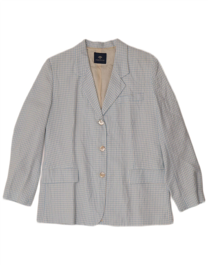 Set vintage da donna a 3 bottoni e 2 pezzi IT 46 grande viscosa blu a quadretti