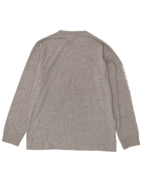 SUPERDRY Top grafico da uomo a maniche lunghe in cotone screziato grigio medio
