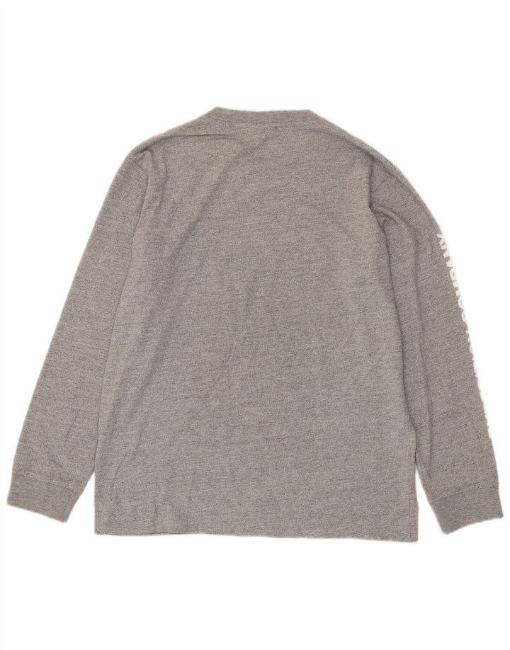SUPERDRY Top grafico da uomo a maniche lunghe in cotone screziato grigio medio