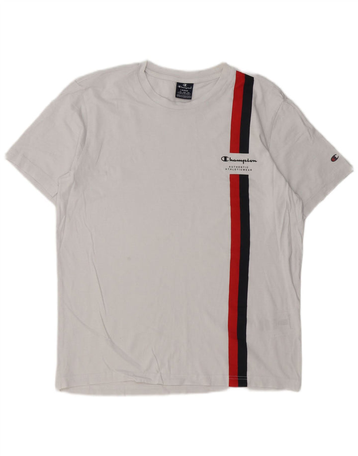 T-shirt da uomo Champion Top in cotone a righe bianche grandi