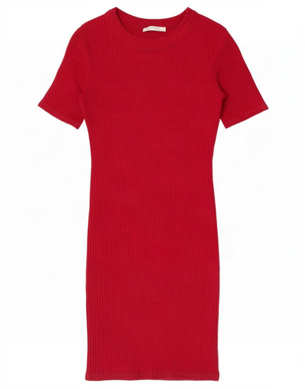 Abito maglione a maniche corte Trafaluc da donna Zara UK 8 piccolo in cotone bordeaux