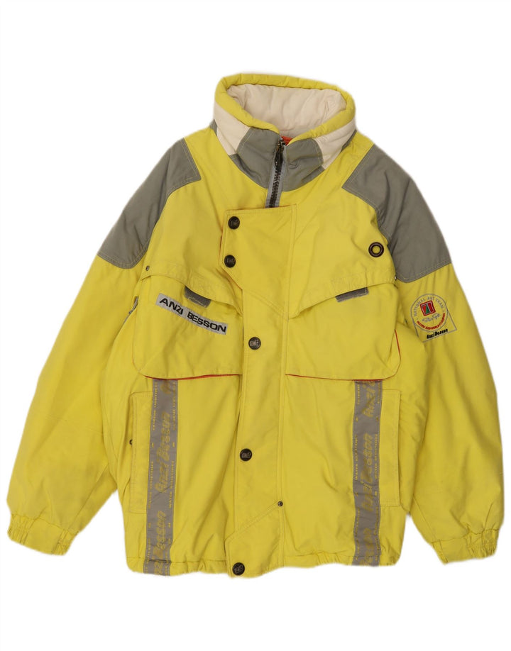 Giacca da sci con cappuccio grafico da uomo Anzi Besson UK 38 Medium Yellow Colourblock