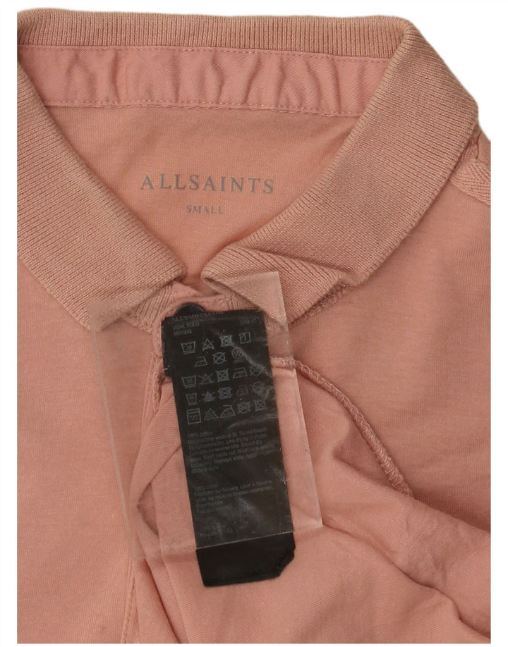 ALL SAINTS Mens Polo Shirt Small Pink Cotton