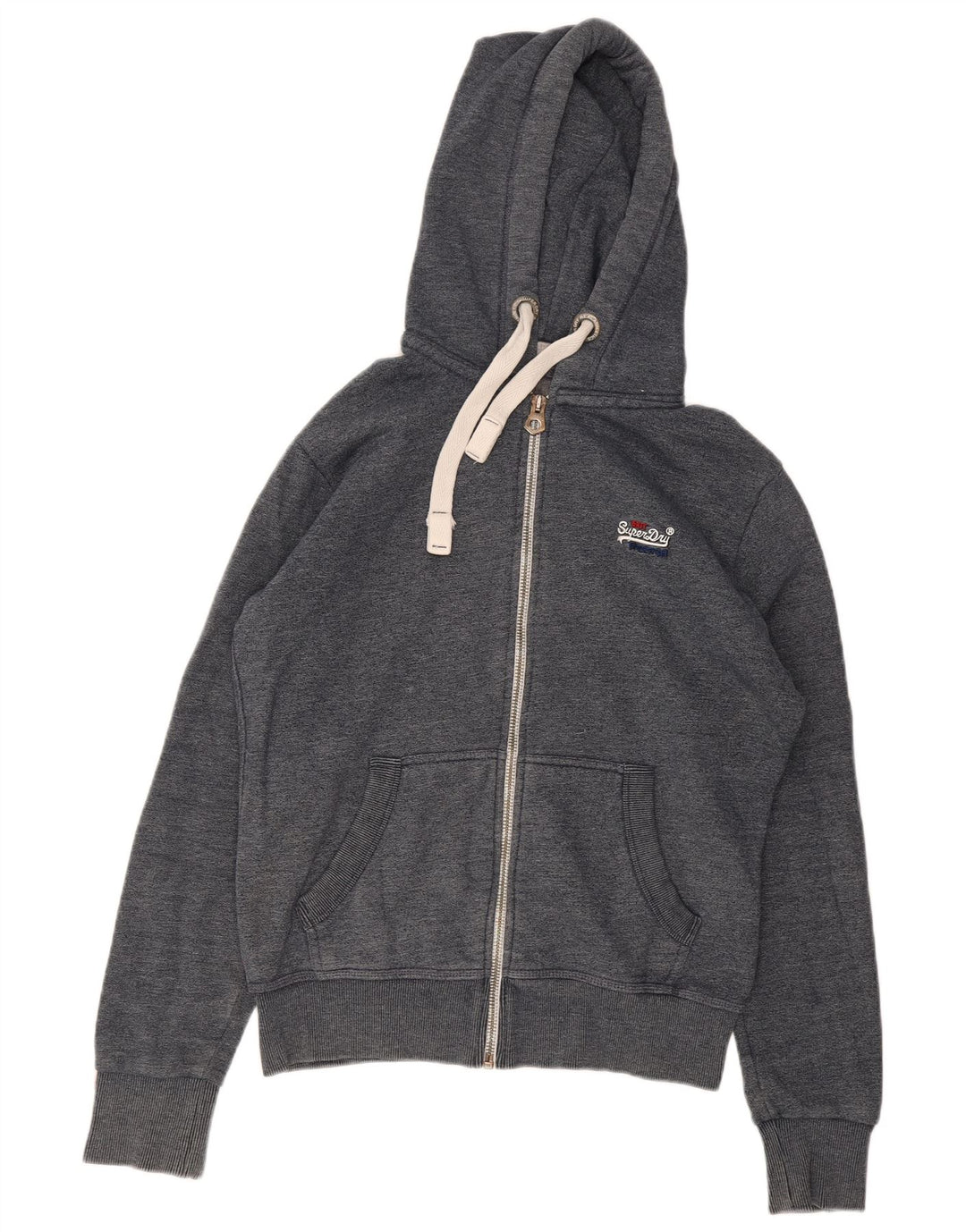 Maglione con cappuccio e zip da uomo Superdry in cotone grigio medio