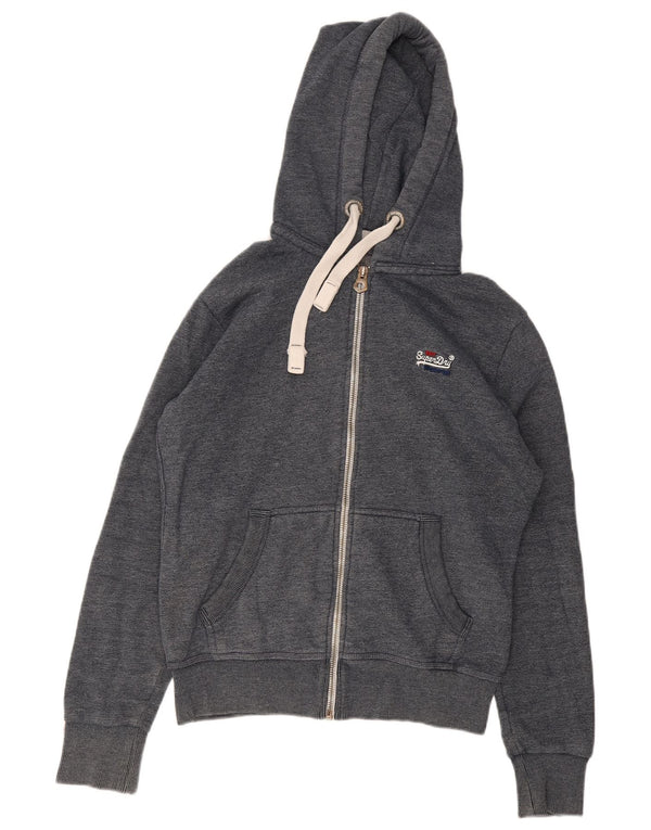 Maglione con cappuccio e zip da uomo Superdry in cotone grigio medio