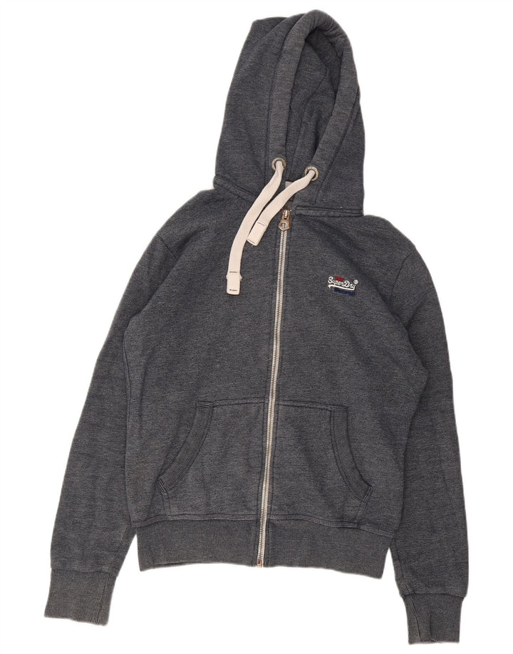 Maglione con cappuccio e zip da uomo Superdry in cotone grigio medio