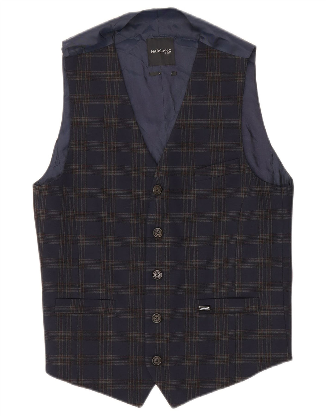 GUESS BY MARCIANO Gilet Uomo IT 48 Piccolo Poliestere a quadri Blu Navy