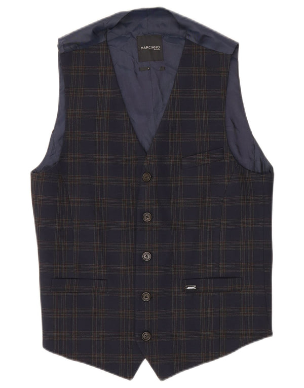 GUESS BY MARCIANO Gilet Uomo IT 48 Piccolo Poliestere a quadri Blu Navy