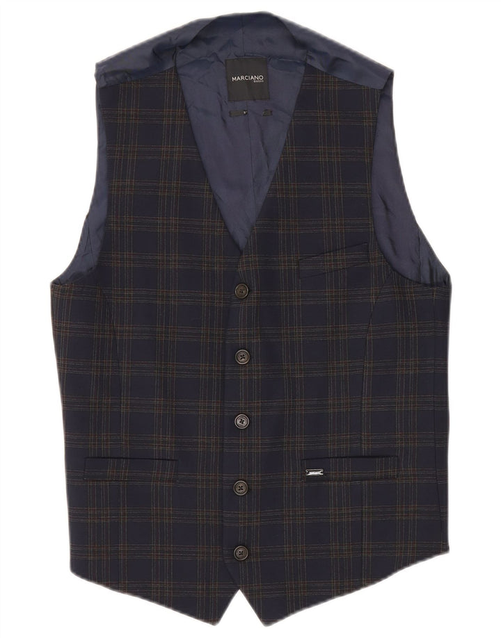 GUESS BY MARCIANO Gilet Uomo IT 48 Piccolo Poliestere a quadri Blu Navy