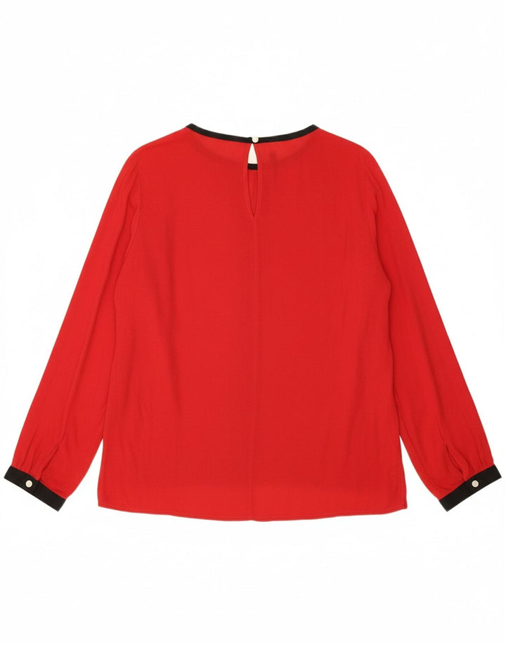 BENETTON Womens Long Sleeve Blouse Top UK 16 Large Red Viscose