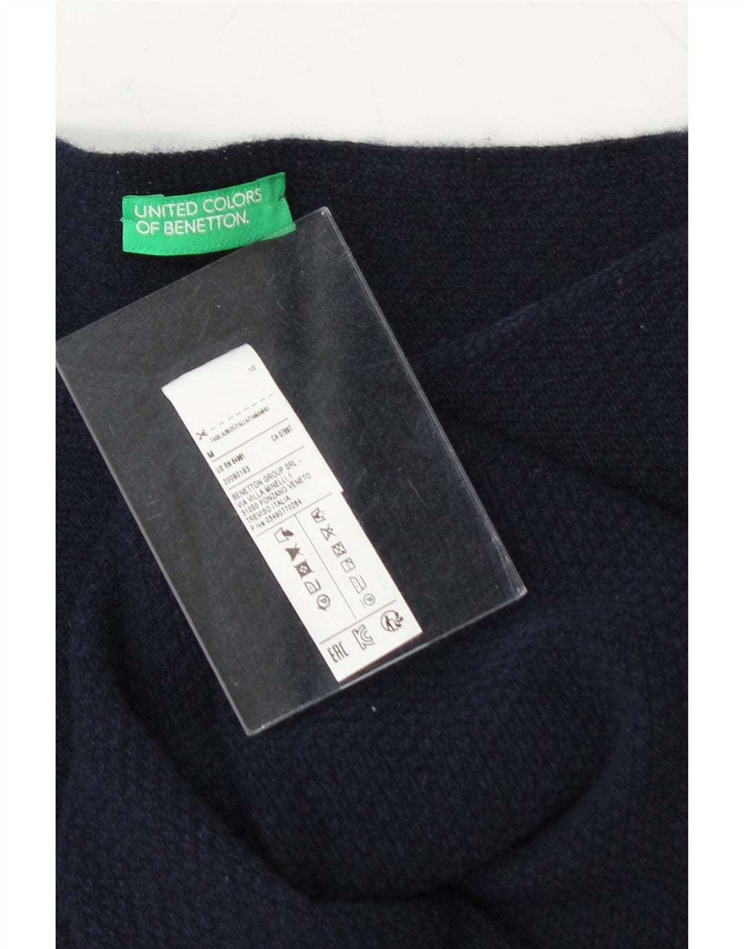 BENETTON Womens Oversized Boat Neck Jumper Sweater UK 14 Medium Navy Blue Vintage Benetton and Second-Hand Benetton from Messina Hembry 