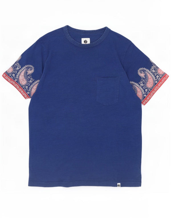 T-shirt da uomo piuttosto verde Top grande cotone Paisley blu