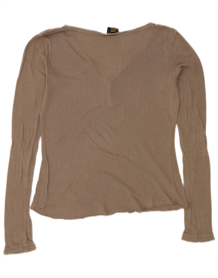 Lee Top da donna a maniche lunghe UK 14 Large Beige