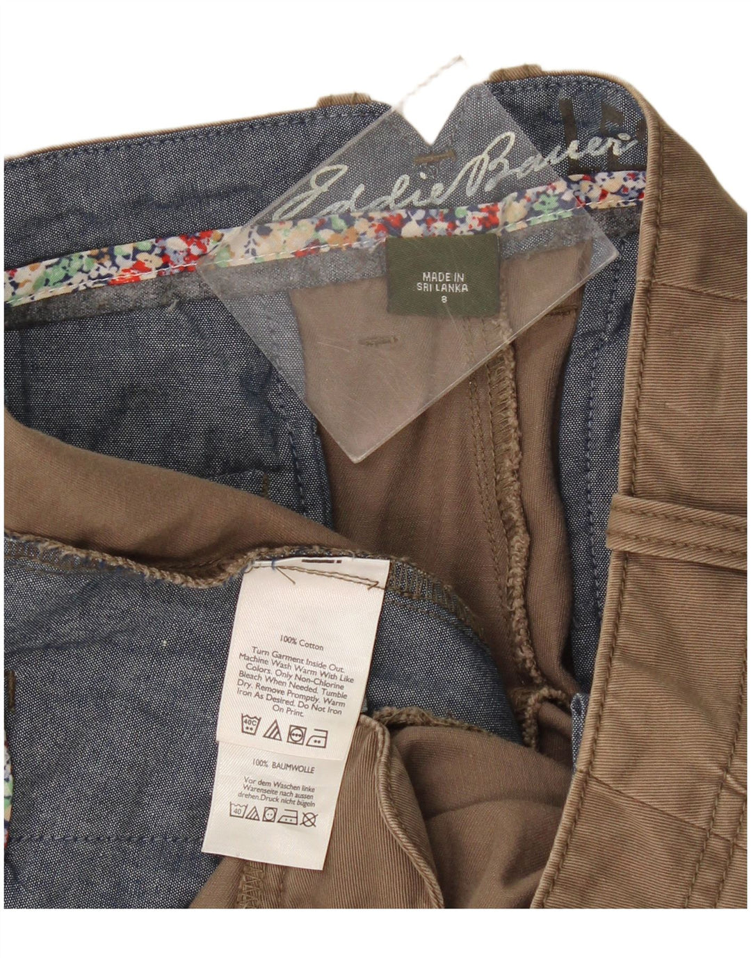 Pantaloni Capri da donna Eddie Bauer US 8 Medium W34 L23 Cotone Beige