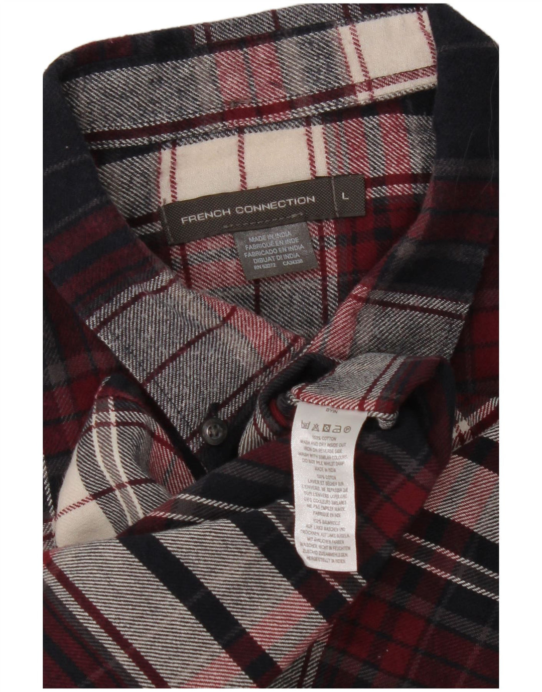 Camicia da uomo in flanella French Connection grande cotone a quadri blu navy