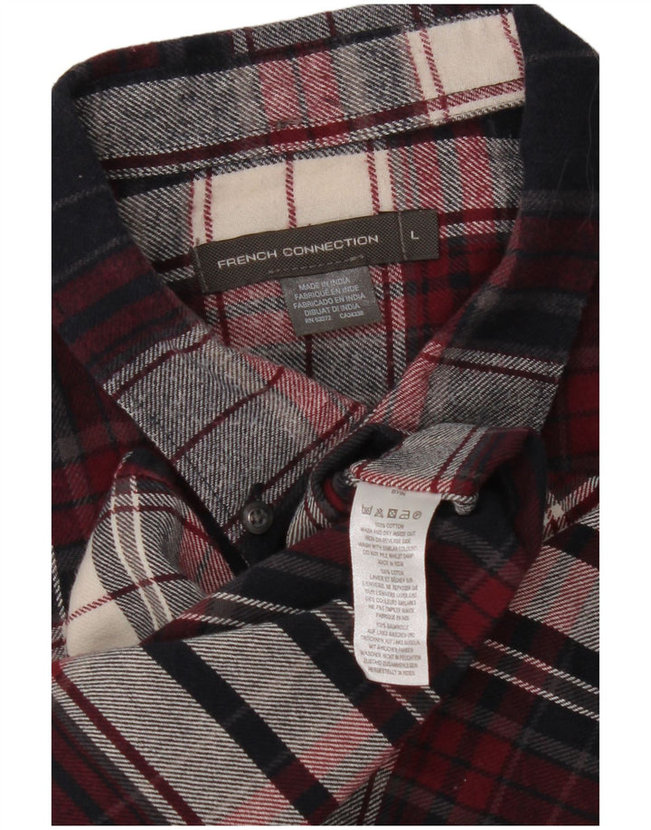 Camicia da uomo in flanella French Connection grande cotone a quadri blu navy